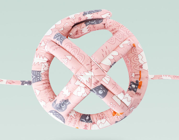 Casca protectie copii 6-36 luni, bumbac plus spuma, ajustabila, 65grame, roz