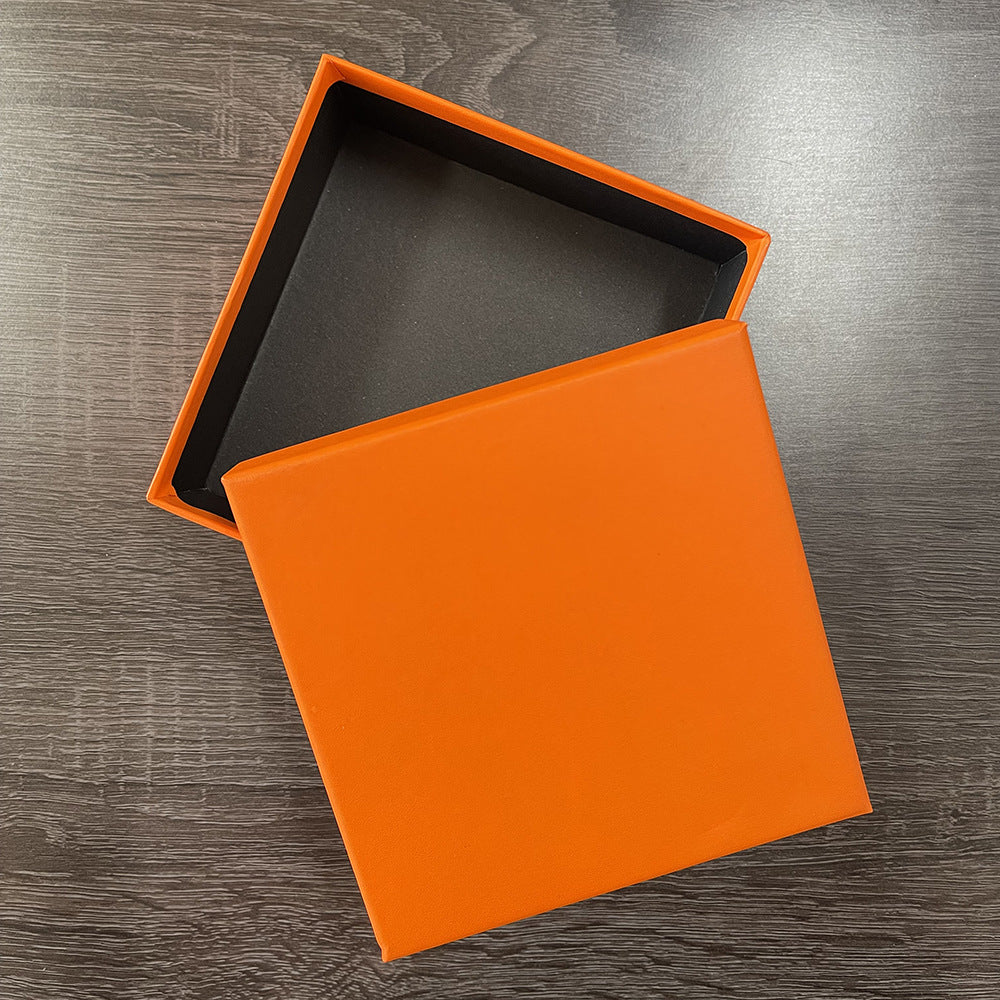 Cutie cadou premium PriStyle®, cutie rigida eleganta cu capac detasabil, finisaj portocaliu modern si interior negru, id