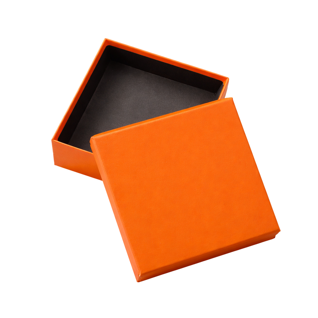 Cutie Cadou Premium, Cutie Rigida Eleganta cu Capac Detasabil, Finisaj Portocaliu Modern si Interior Negru, Ideala pentr