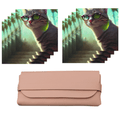 Set 10 Lavete Microfibra pentru Ochelari si Toc de Ochelari Roz, Imprimeu Pisica Cocheta cu Ochelari, Lavete Curatare pe