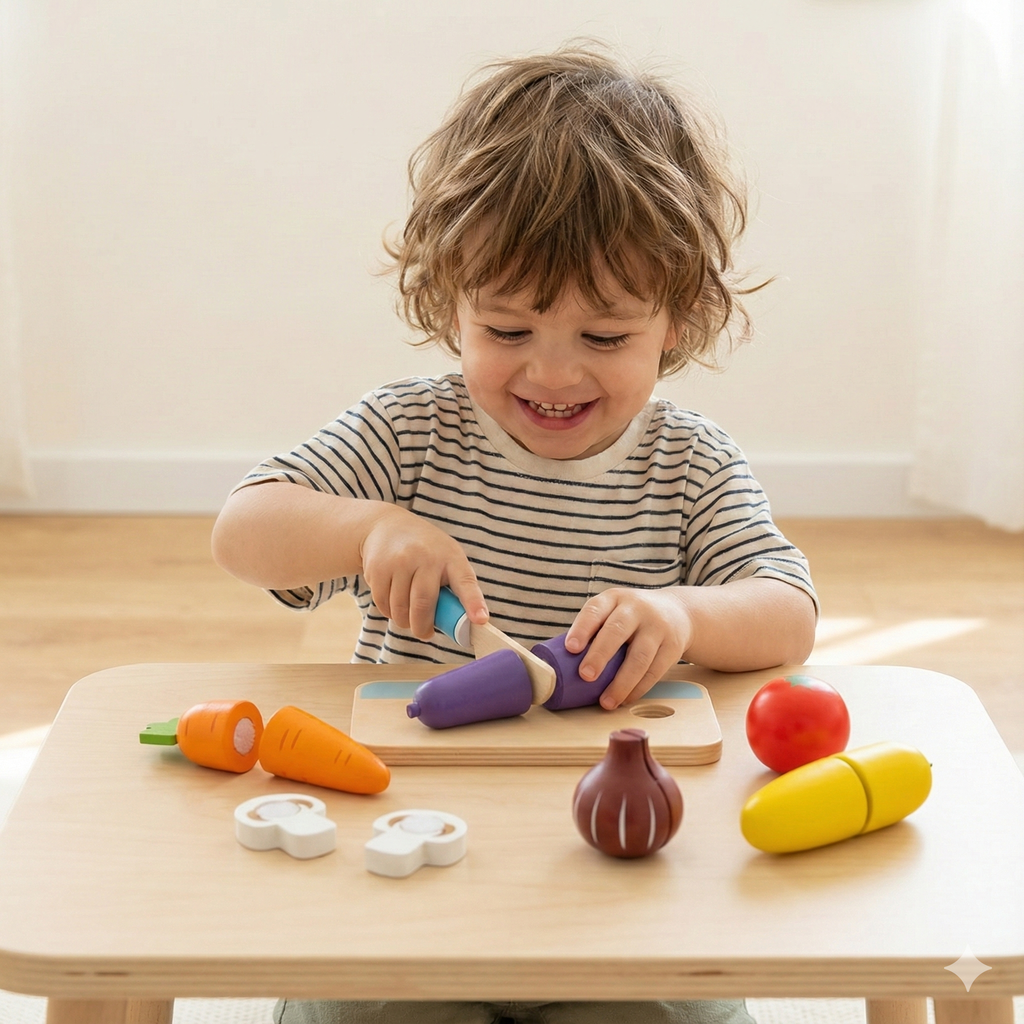 Set Jucarii Montessori Taiat din Lemn