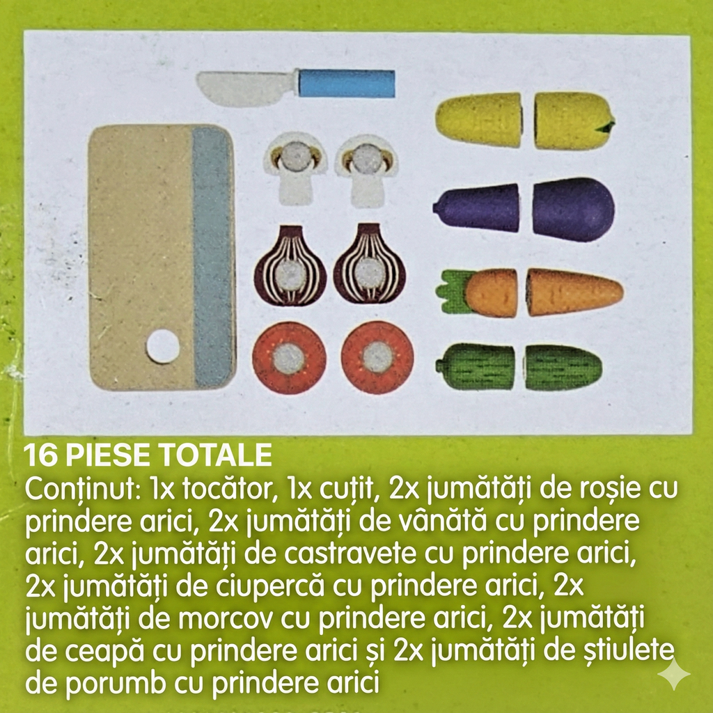 Set Jucarii Montessori Taiat din Lemn