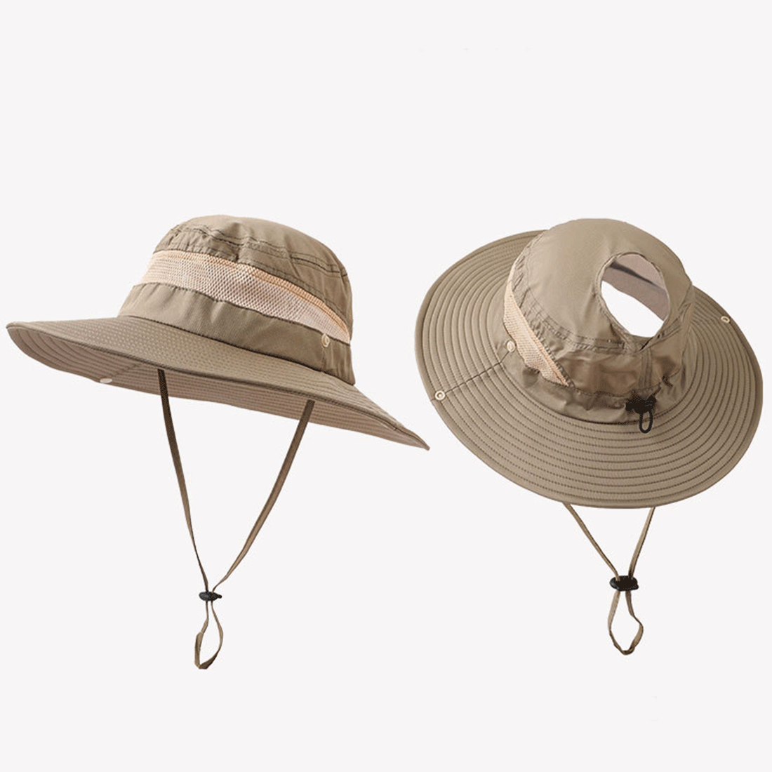 Palarie de Camping si Drumetie, cu Protectie Solara UV, Bor Lat si Design Special cu Decupaj pentru Prinderea Parului in