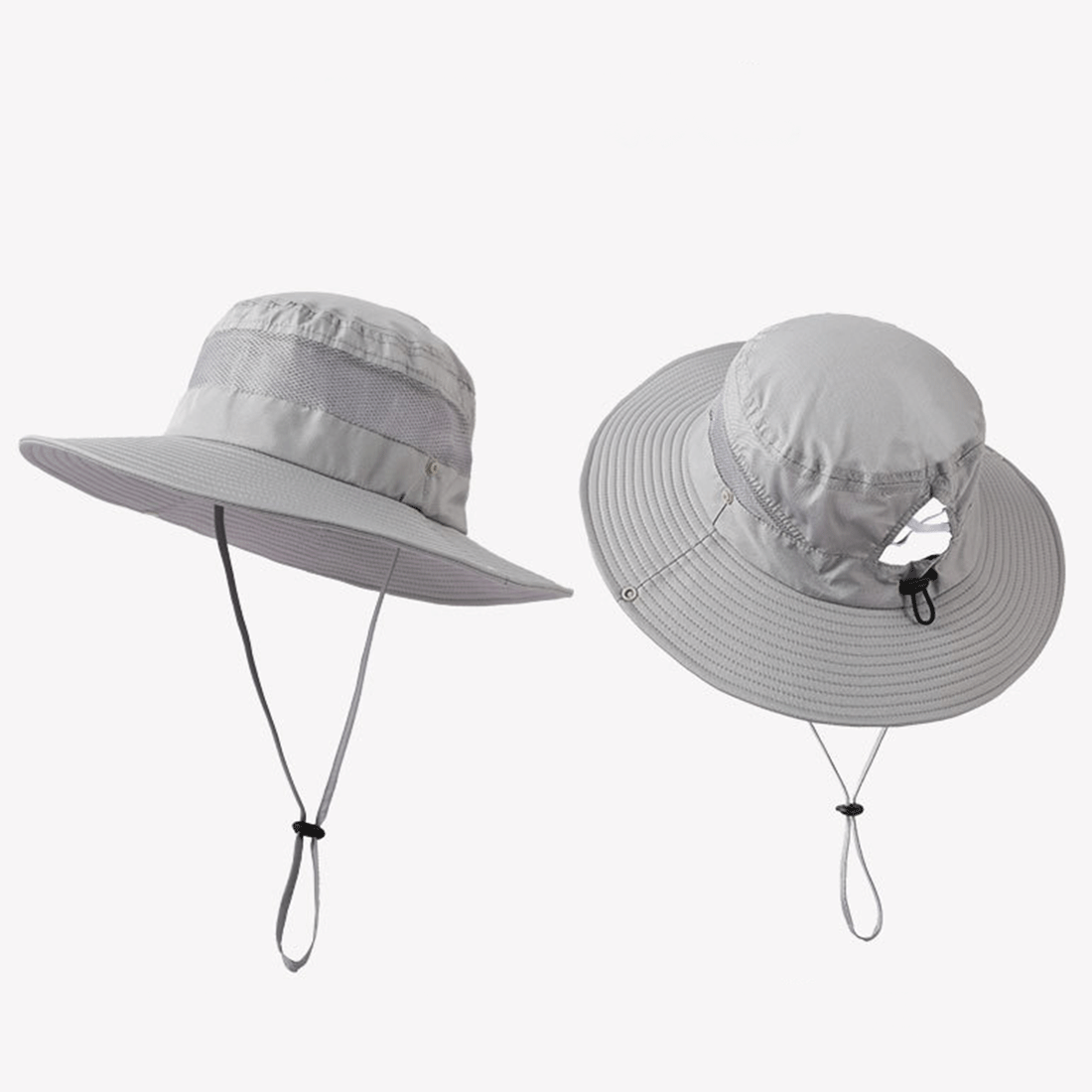Palarie de Camping si Drumetie, cu Protectie Solara UV, Bor Lat si Design Special cu Decupaj pentru Prinderea Parului in