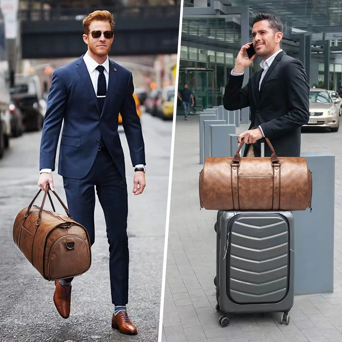 Geanta de Voiaj, din Piele Ecologica, tip Duffel, cu Compartiment Special pentru Pantofi, Bretea de Umar Reglabila, Desi