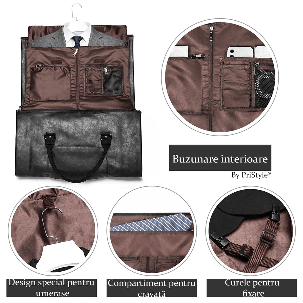 Geanta de Voiaj, din Piele Ecologica, tip Duffel, cu Compartiment Special pentru Pantofi, Bretea de Umar Reglabila, Desi