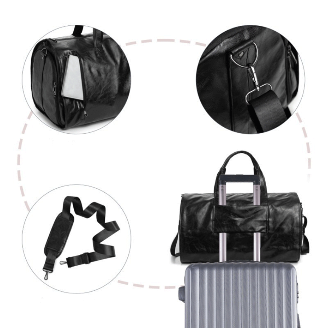 Geanta de Voiaj PU Barbati Buzunar Trolley