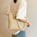 Geanta de Plaja din Paie Impletita, Model Casual Elegant, cu Manere Groase din Franghie, Incapatoare, Perfecta pentru Va