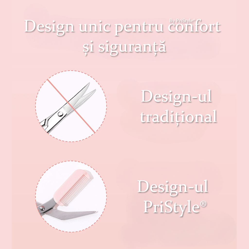 Set Profesional pentru Ingrijirea Sprancenelor, cu Foarfeca de Precizie si Lama de Ras cu Protectie, Ideal pentru Modela