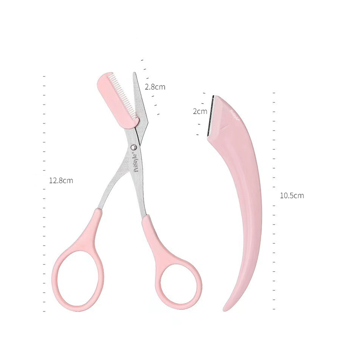 Set Profesional pentru Ingrijirea Sprancenelor, cu Foarfeca de Precizie si Lama de Ras cu Protectie, Ideal pentru Modela