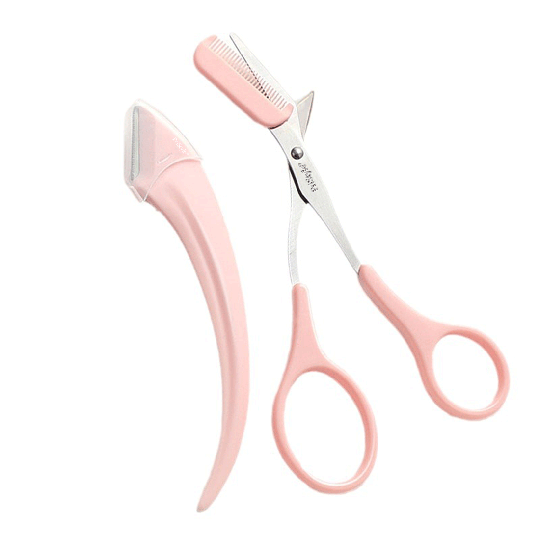 Set Profesional pentru Ingrijirea Sprancenelor, cu Foarfeca de Precizie si Lama de Ras cu Protectie, Ideal pentru Modela