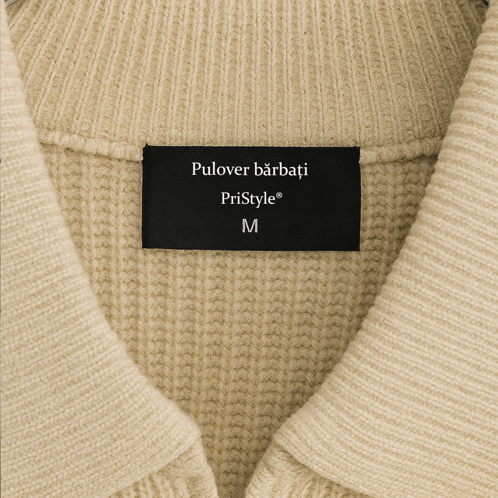 Pulover Barbati cu Guler Polo si Fermoar