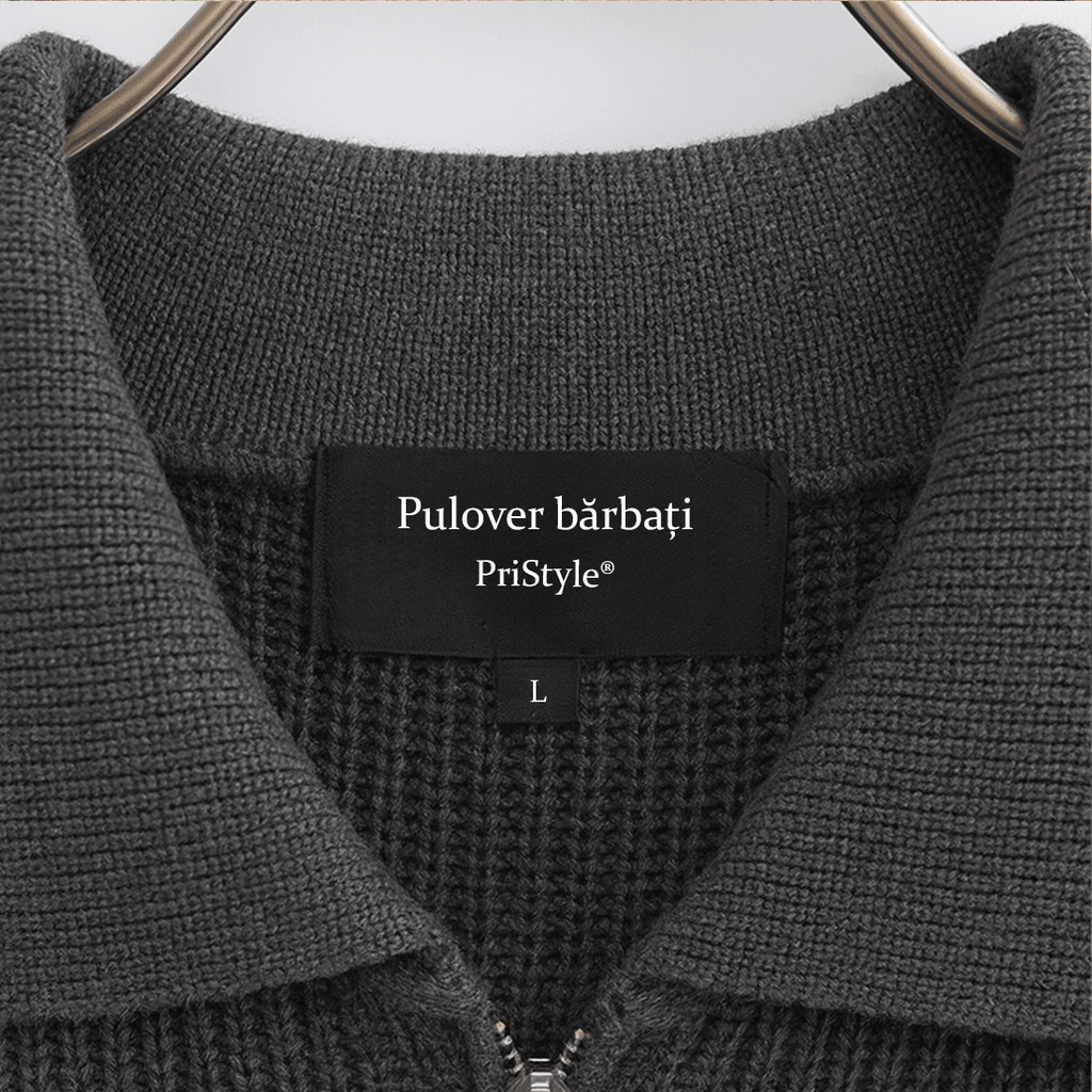 Pulover Barbati cu Guler Polo si Fermoar