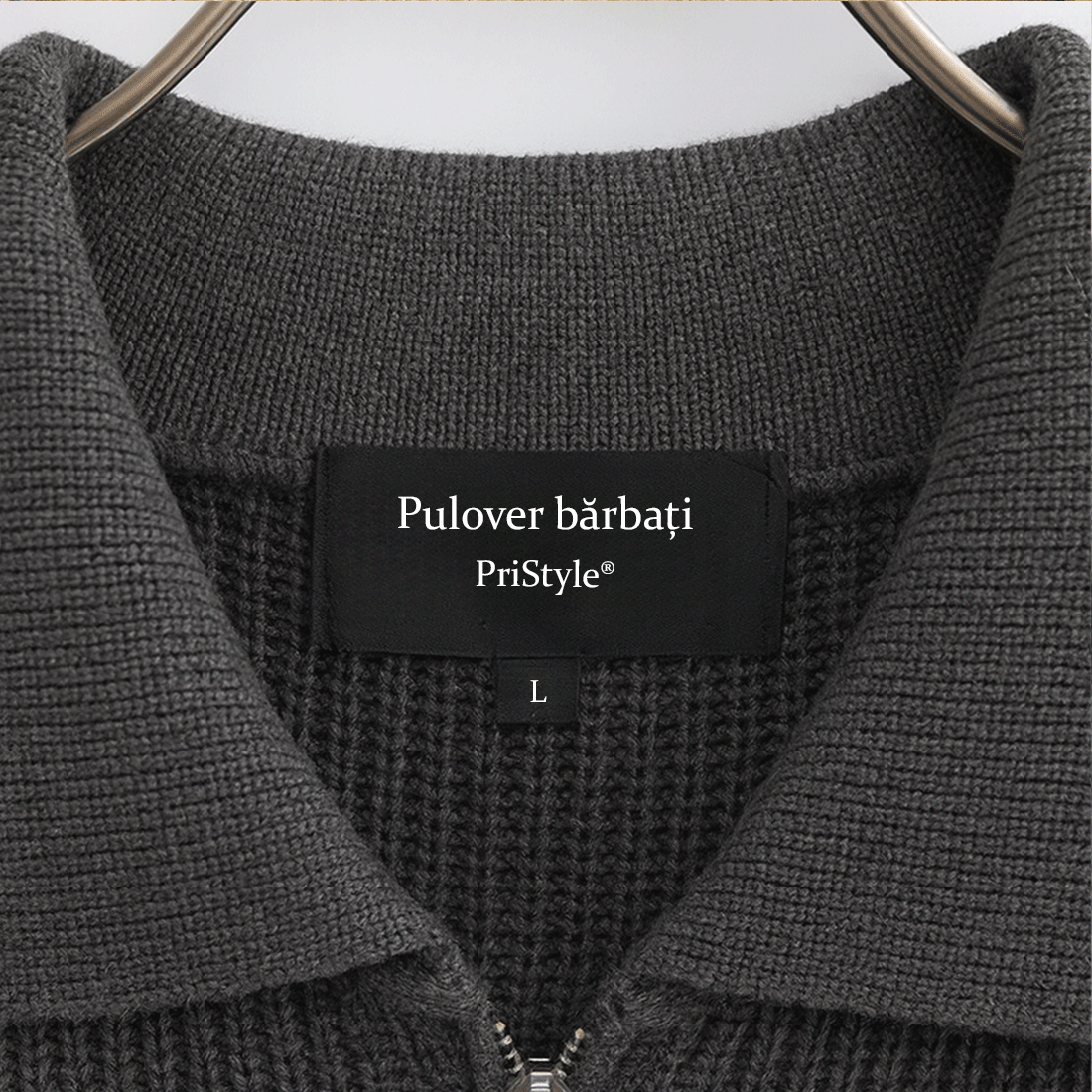 Pulover Barbati cu Guler Polo si Fermoar