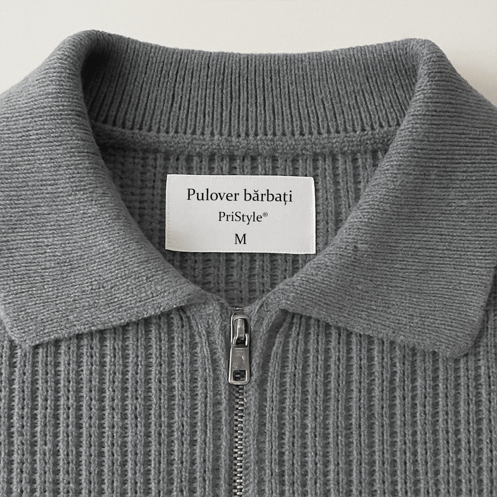 Pulover Barbati cu Guler Polo si Fermoar