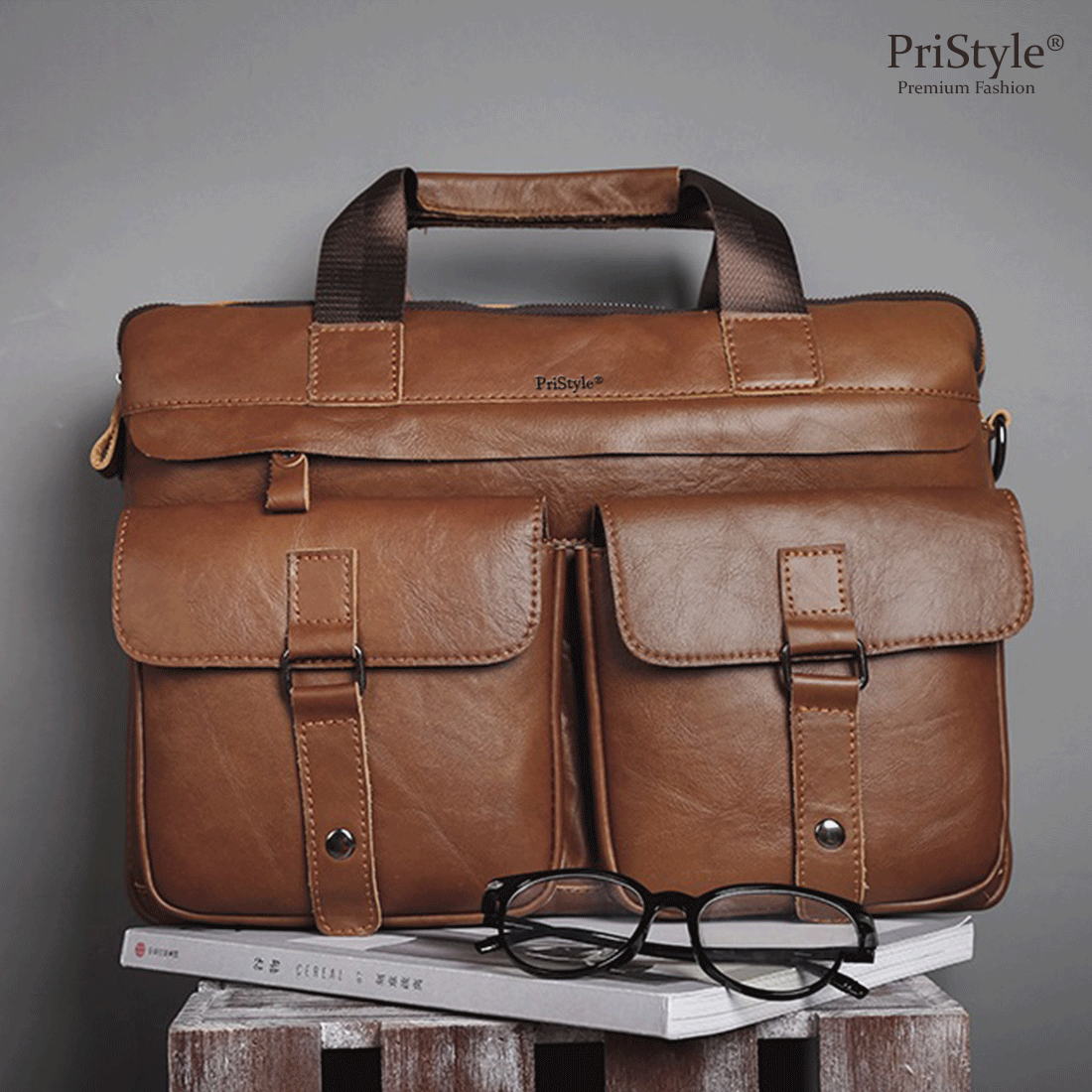 Geanta pentru Business sau Office din Piele Naturala Premium, pentru Laptop sau Documente, Multifunctionala, cu Comparti