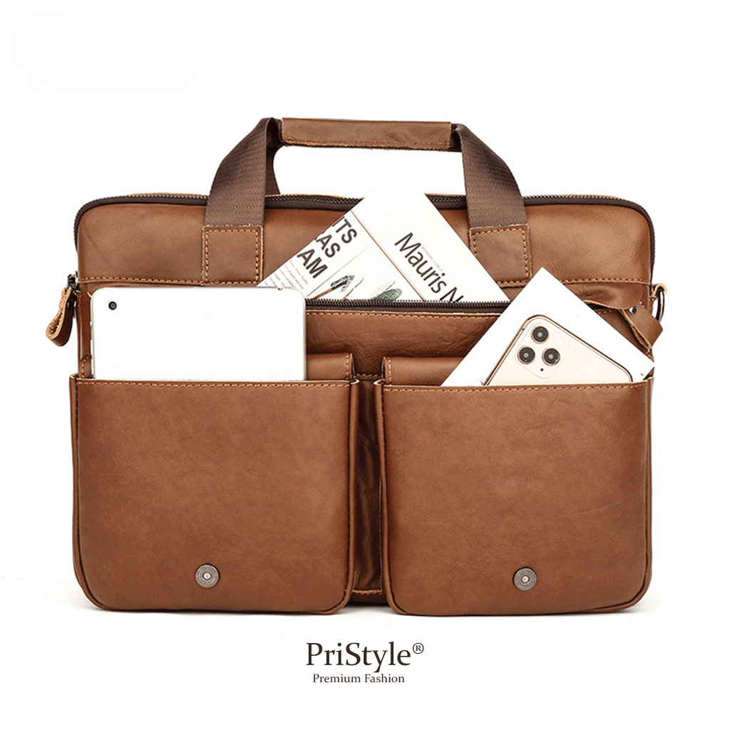 Geanta pentru Business sau Office din Piele Naturala Premium, pentru Laptop sau Documente, Multifunctionala, cu Comparti