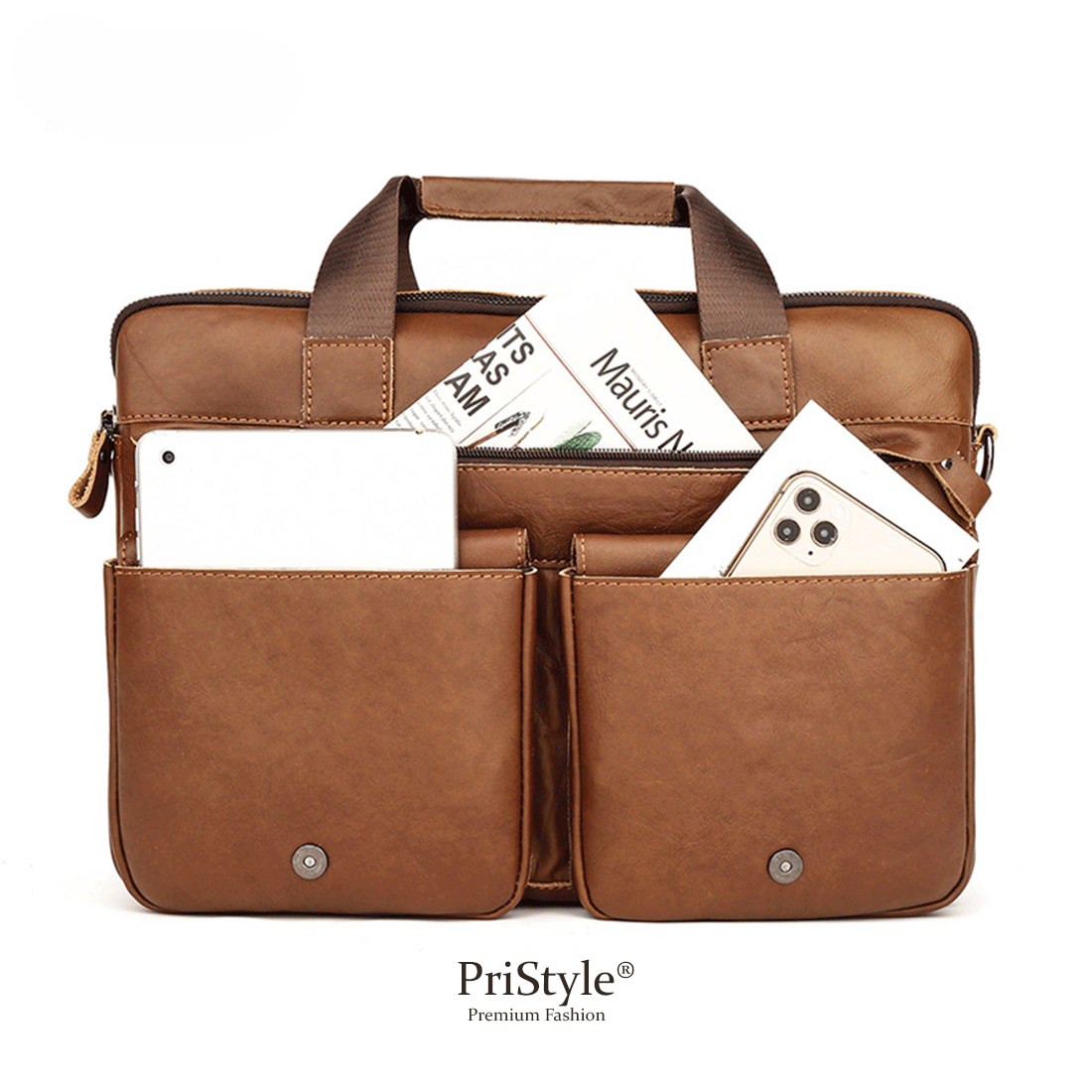 Geanta pentru Business sau Office din Piele Naturala Premium, pentru Laptop sau Documente, Multifunctionala, cu Comparti