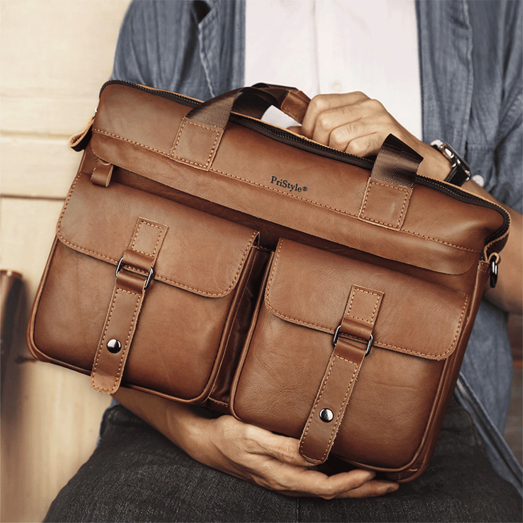 Geanta pentru Business sau Office din Piele Naturala Premium, pentru Laptop sau Documente, Multifunctionala, cu Comparti