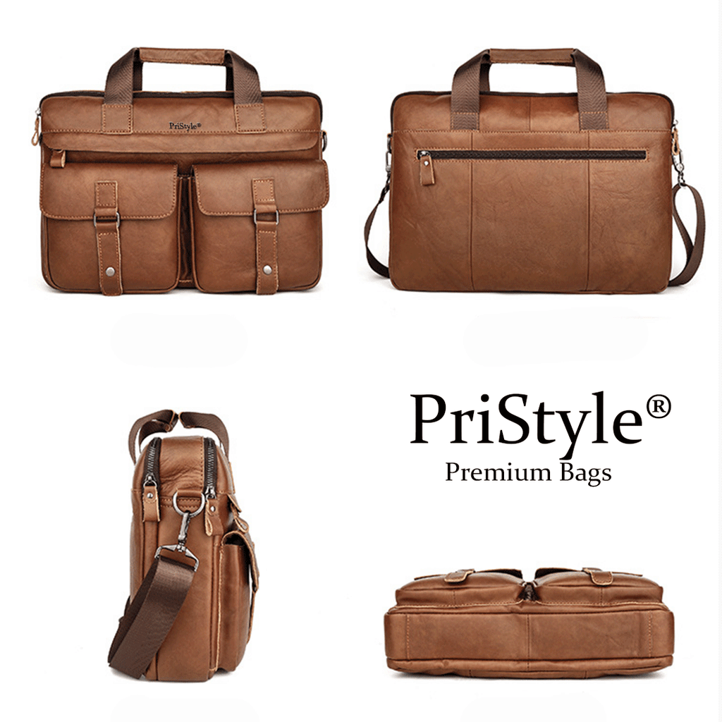 Geanta pentru Business sau Office din Piele Naturala Premium, pentru Laptop sau Documente, Multifunctionala, cu Comparti