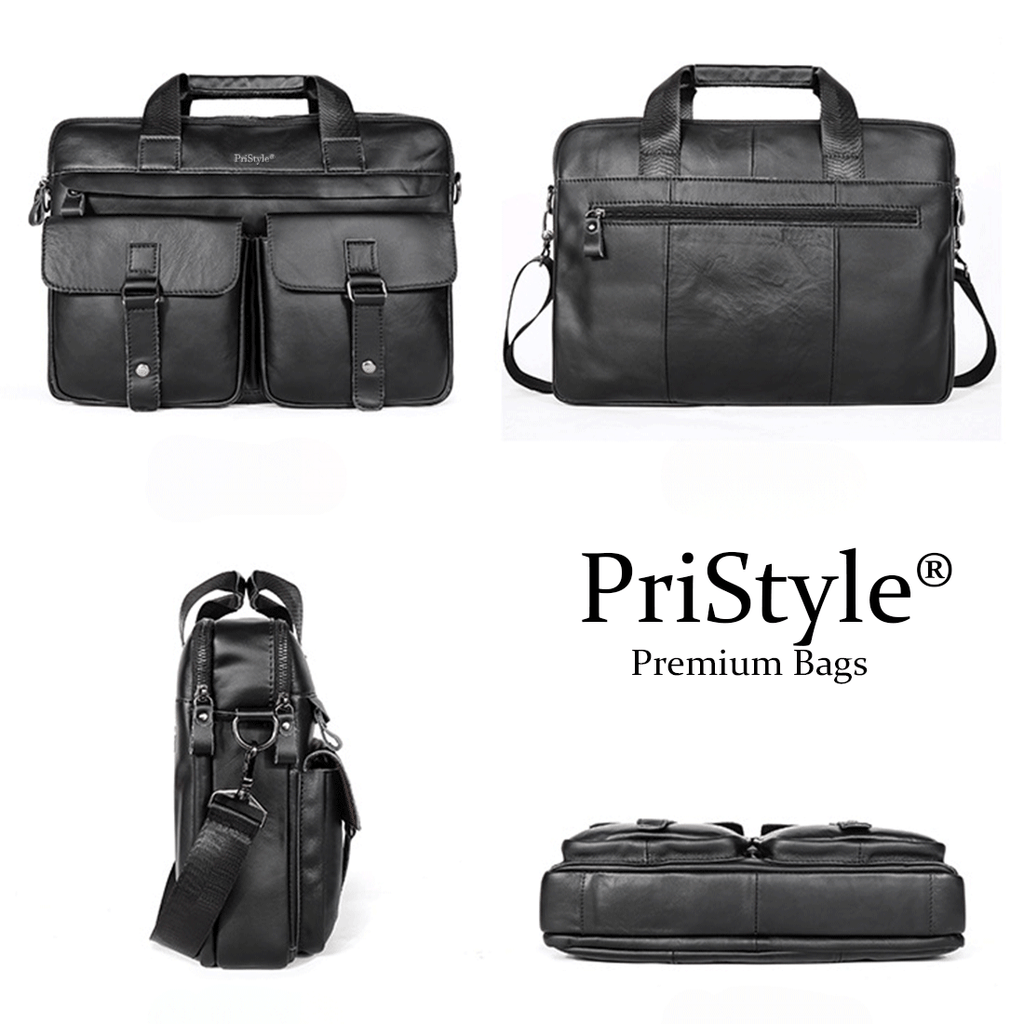 Geanta pentru Business sau Office din Piele Naturala Premium, pentru Laptop sau Documente, Multifunctionala, cu Comparti