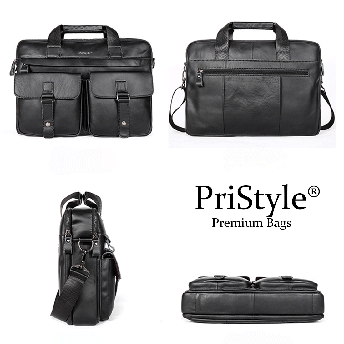 Geanta pentru Business sau Office din Piele Naturala Premium, pentru Laptop sau Documente, Multifunctionala, cu Comparti