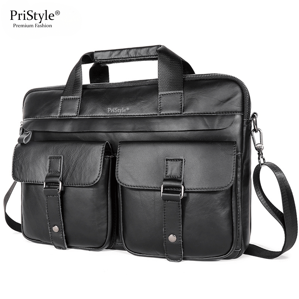 Geanta pentru Business sau Office din Piele Naturala Premium, pentru Laptop sau Documente, Multifunctionala, cu Comparti