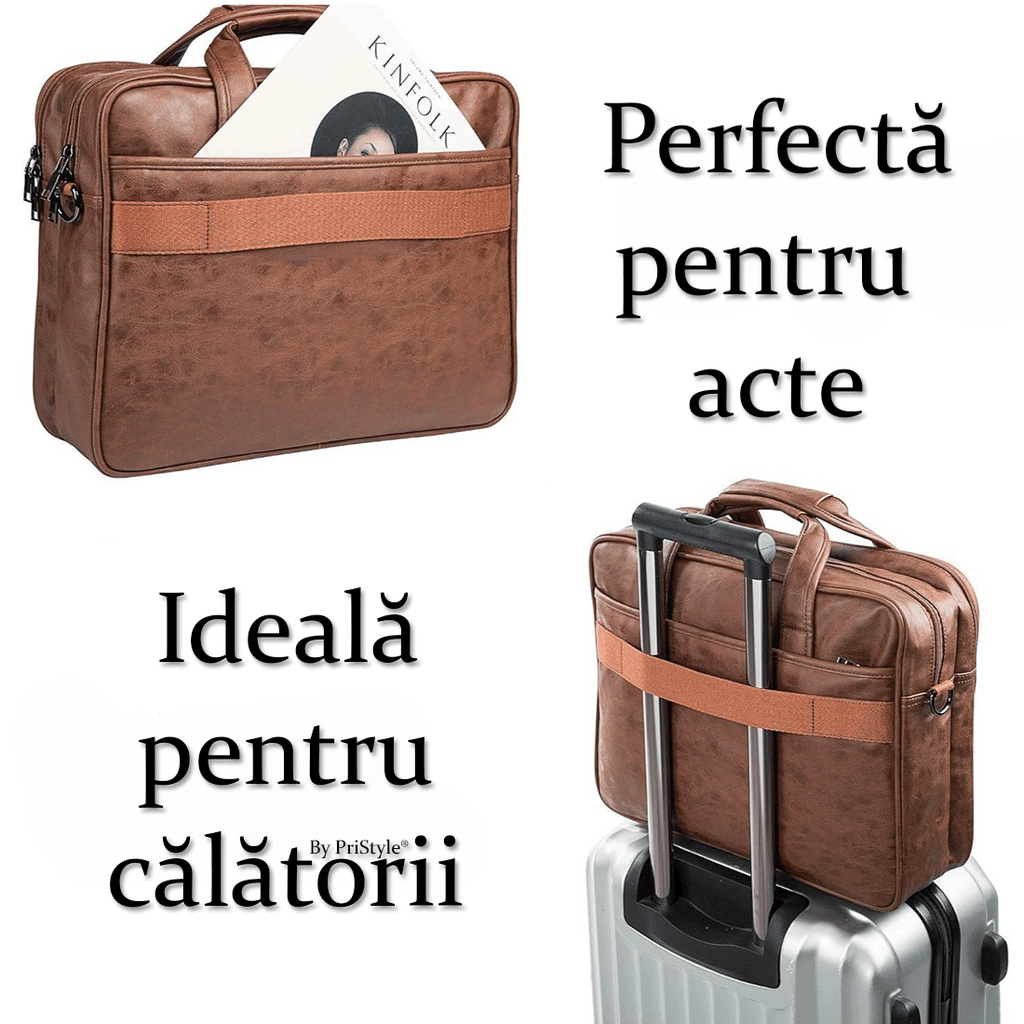 Geanta Multifunctionala pentru Barbati, pentru Documente si Laptop, cu Bretea Reglabila, Ideala pentru Birou, Scoala si 