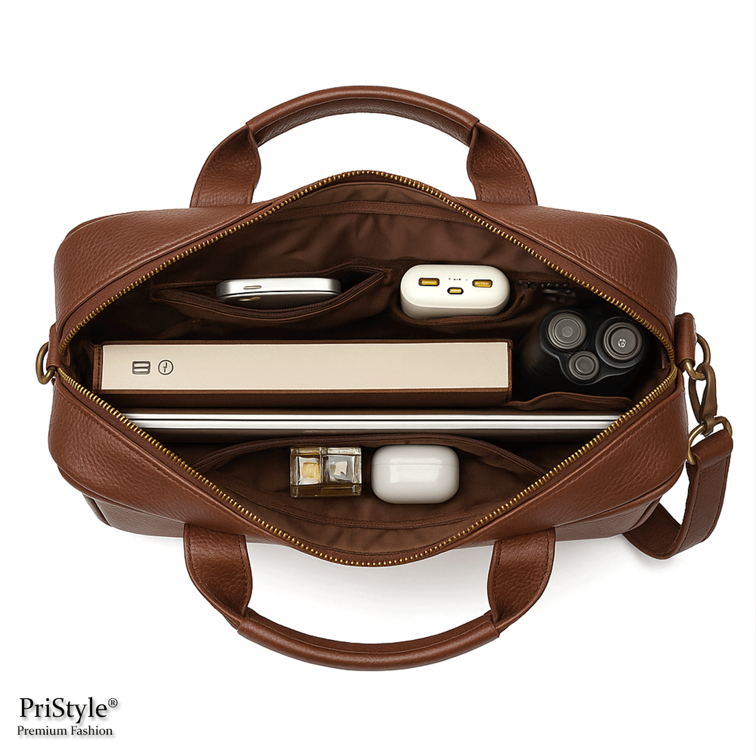 Geanta Business Multifunctionala, pentru Laptop si Documente, din Piele Naturala Premium, pentru Barbati, cu Bretea Regl