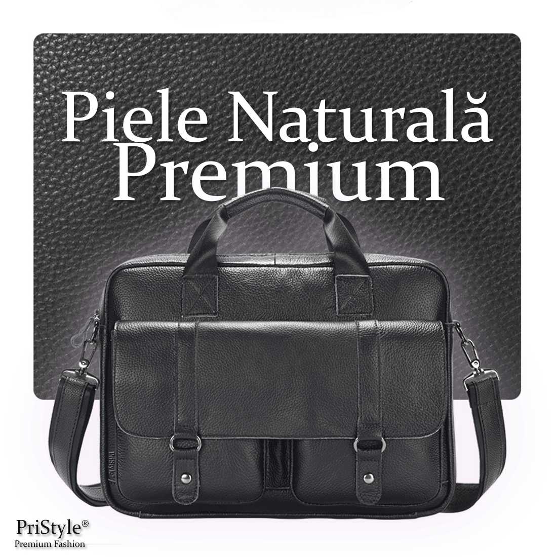 Geanta Business Multifunctionala, pentru Laptop si Documente, din Piele Naturala Premium, pentru Barbati, cu Bretea Regl