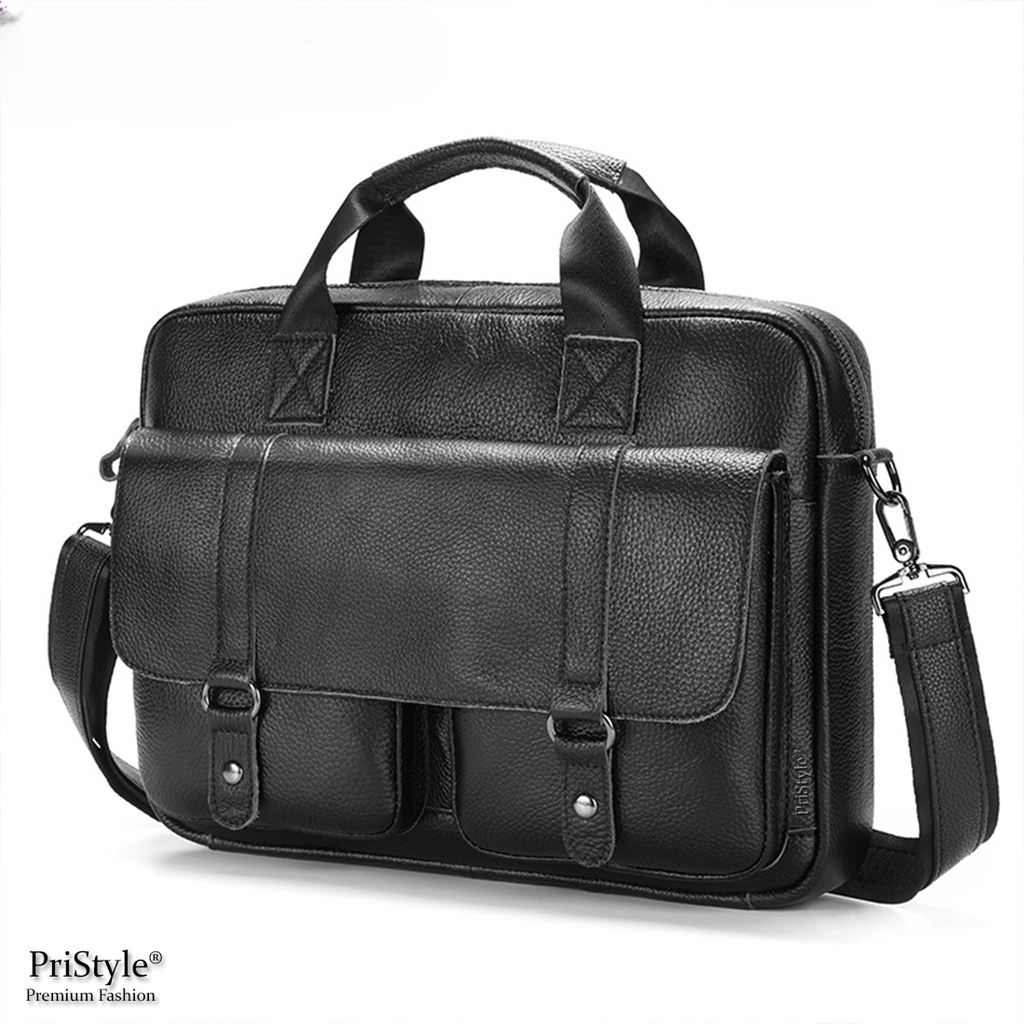 Geanta Business Multifunctionala, pentru Laptop si Documente, din Piele Naturala Premium, pentru Barbati, cu Bretea Regl