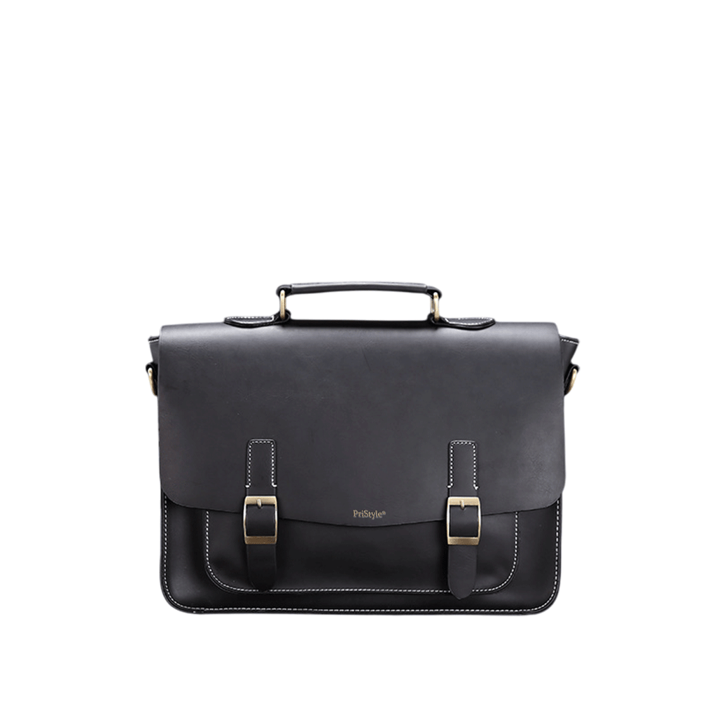 Geanta Business din Piele Ecologica Premium, Tip Servieta, cu Doua Catarame Metalice, Compartiment Laptop, Curea Reglabi