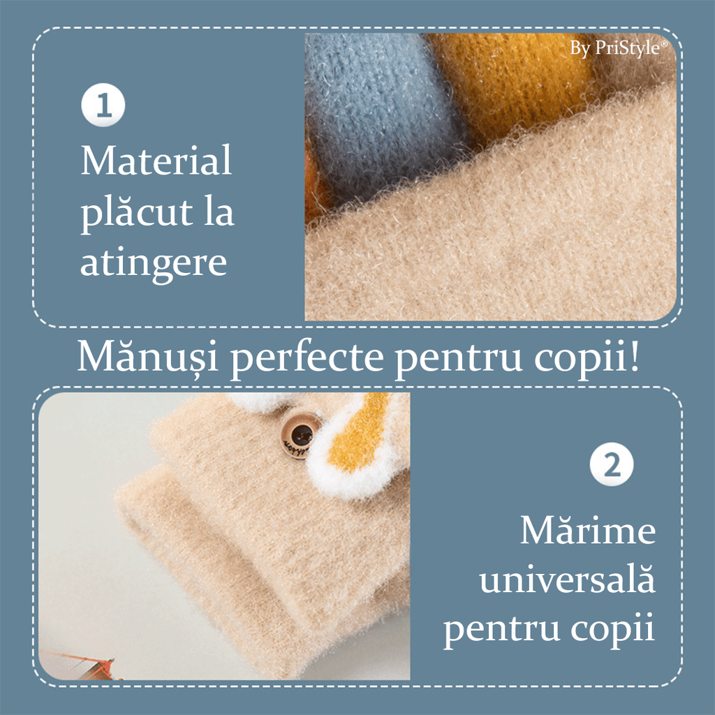 Manusi pentru Copii cu Model Iepuras