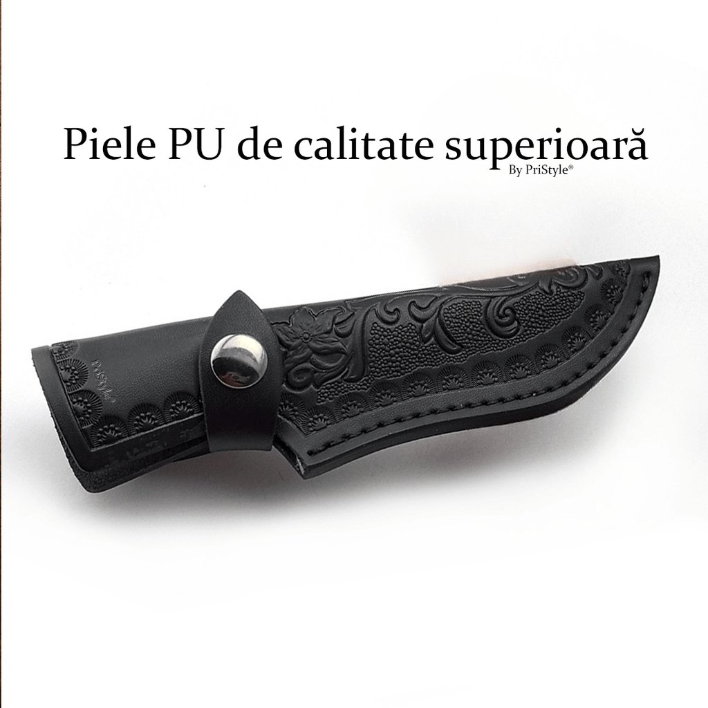 Teaca pentru cutit sau briceag, din piele PU de calitate superioara, Rezistenta si eleganta, cu prindere prin capsa sigu