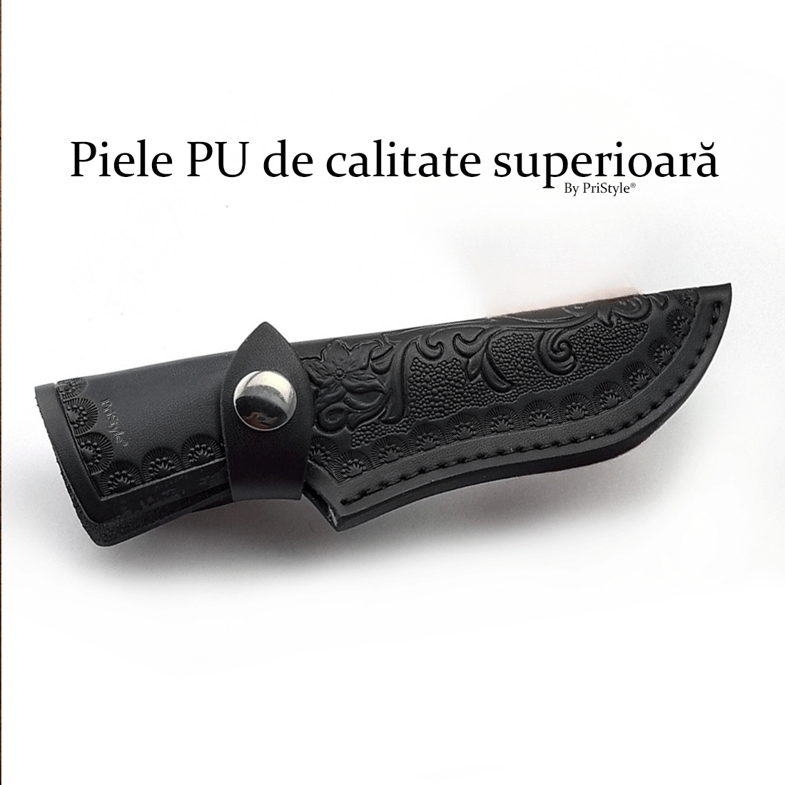 Teaca pentru cutit sau briceag, din piele PU de calitate superioara, Rezistenta si eleganta, cu prindere prin capsa sigu