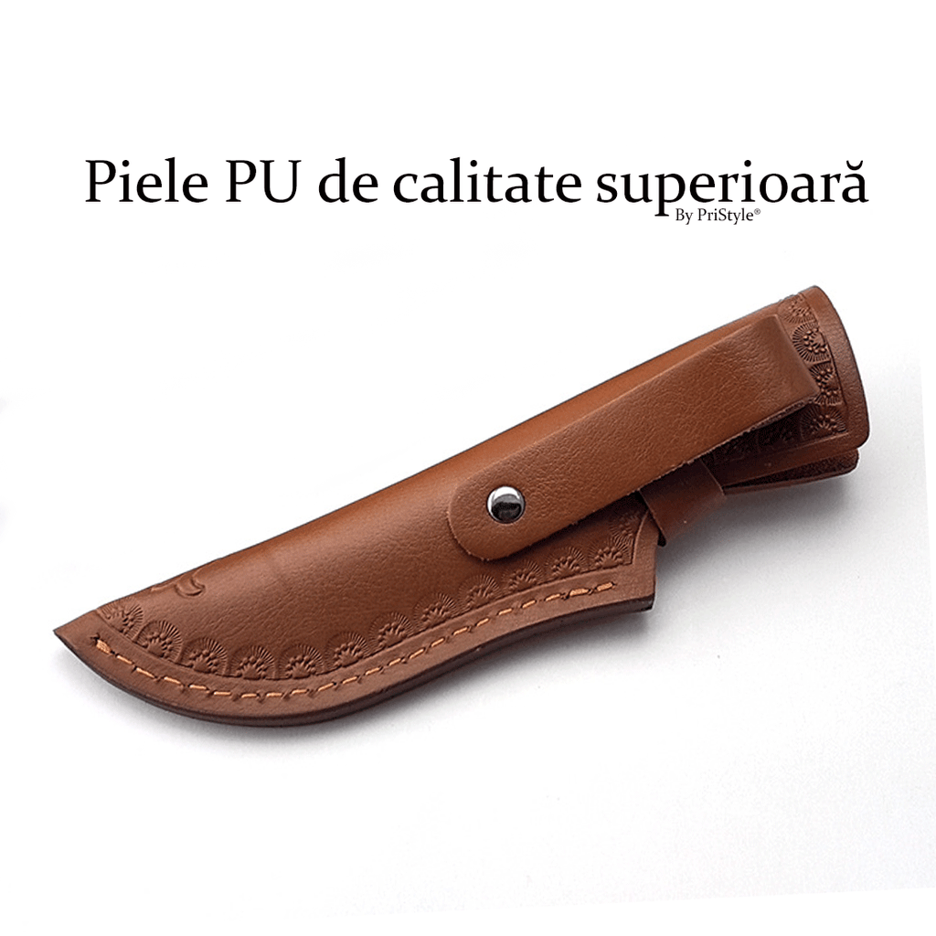 Teaca pentru cutit sau briceag, din piele PU de calitate superioara, Rezistenta si eleganta, cu prindere prin capsa sigu