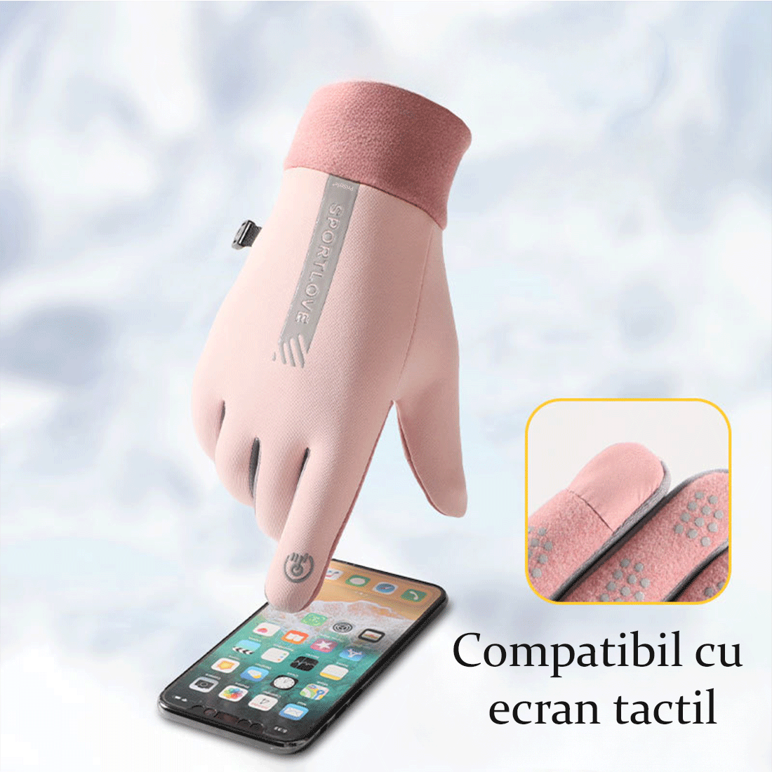 Manusi Catifelate pentru Dama, Toamna-Iarna, cu Functie Touch Sensitive pentru Telefon, Rezistente la Vant si Apa, Caldu