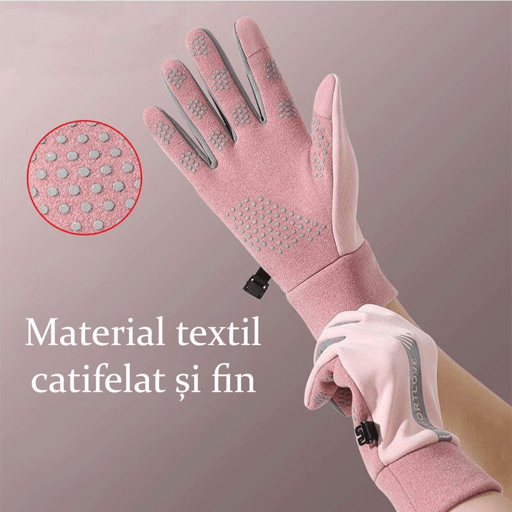 Manusi Catifelate pentru Dama, Toamna-Iarna, cu Functie Touch Sensitive pentru Telefon, Rezistente la Vant si Apa, Caldu