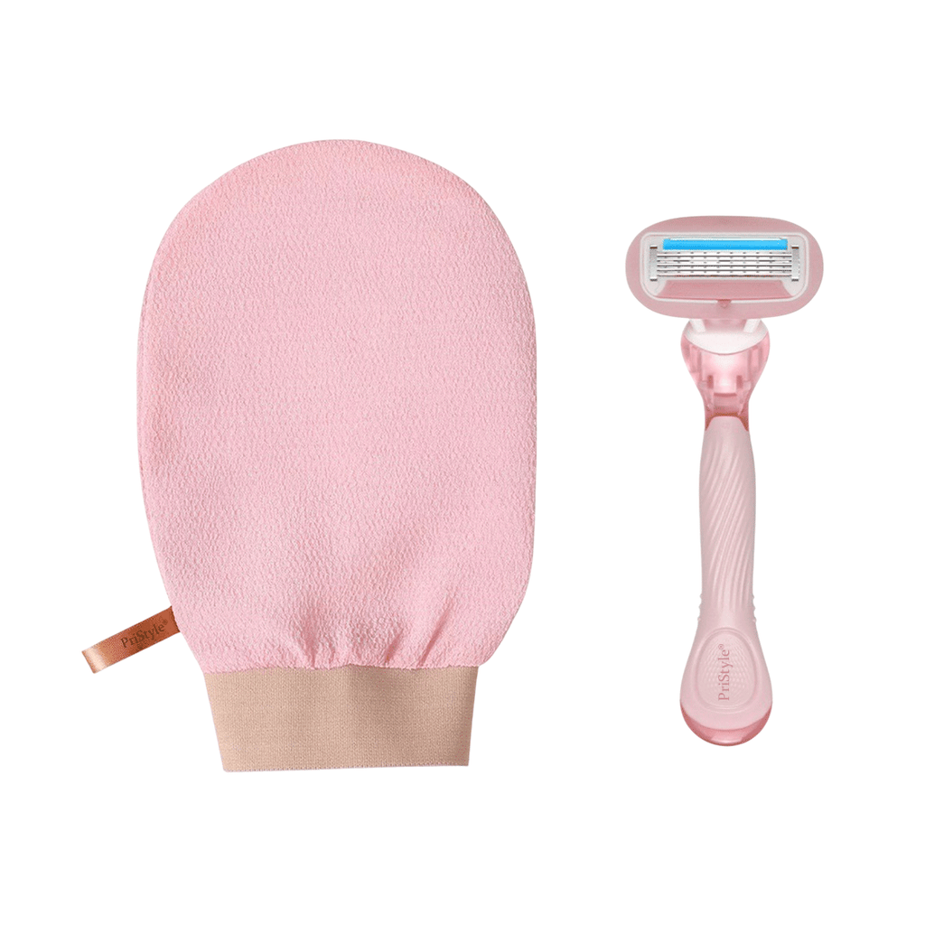 Set Manusa Exfolianta Corp si Aparat de Ras – Indeparteaza Celulele Moarte si Impuritatile, Piele Fina si Catifelata, Id