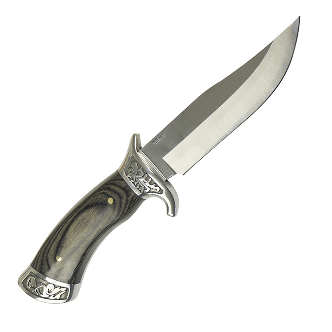 Cutit Camping sau Vanatoare, 'Bizonul', cu Maner din Lemn de Fag Natural si Detalii Metalice Sculptate, 24 cm, PriStyle®