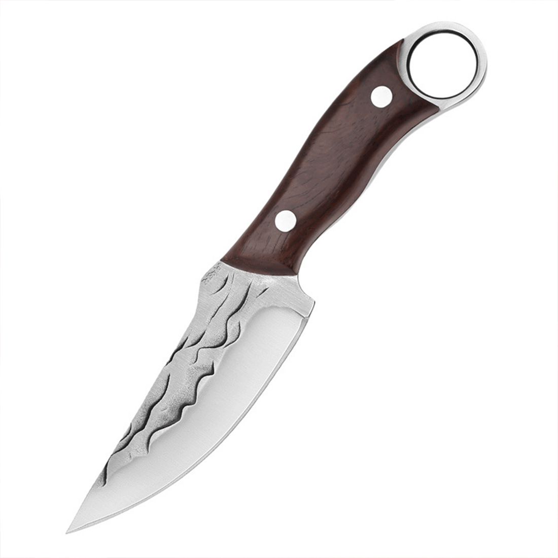Cutit Outdoor pentru Gatit "Fire Fang", Full Tang– Lama din Otel Inoxidabil Gravata, Maner din Lemn Ergonomic, cu Teaca 