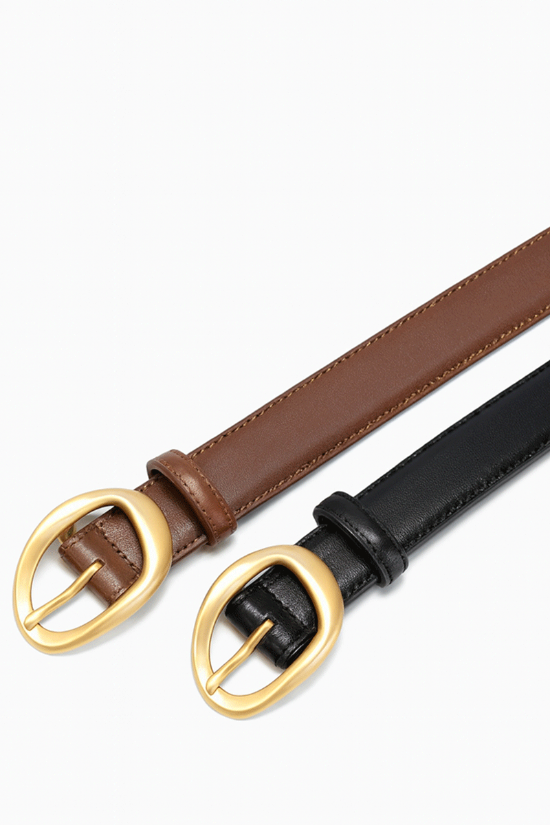 Set 2 Curele Elegante pentru Femei din Piele Ecologica de Calitate Superioara si Catarama Aurie, PriStyle®, Negru si Mar