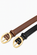 Set 2 Curele Elegante pentru Femei din Piele Ecologica de Calitate Superioara si Catarama Aurie, PriStyle®, Negru si Mar