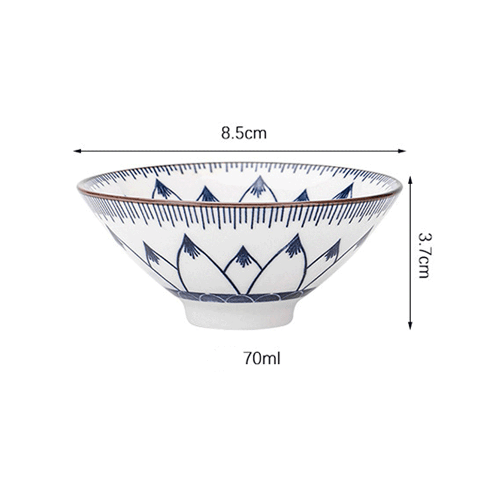 Set 10 Cesti Ceramice Premium Stil Asiatic, Modele Albastre Traditionale, Design Elegant pentru Ceai, Rezistente la Temp
