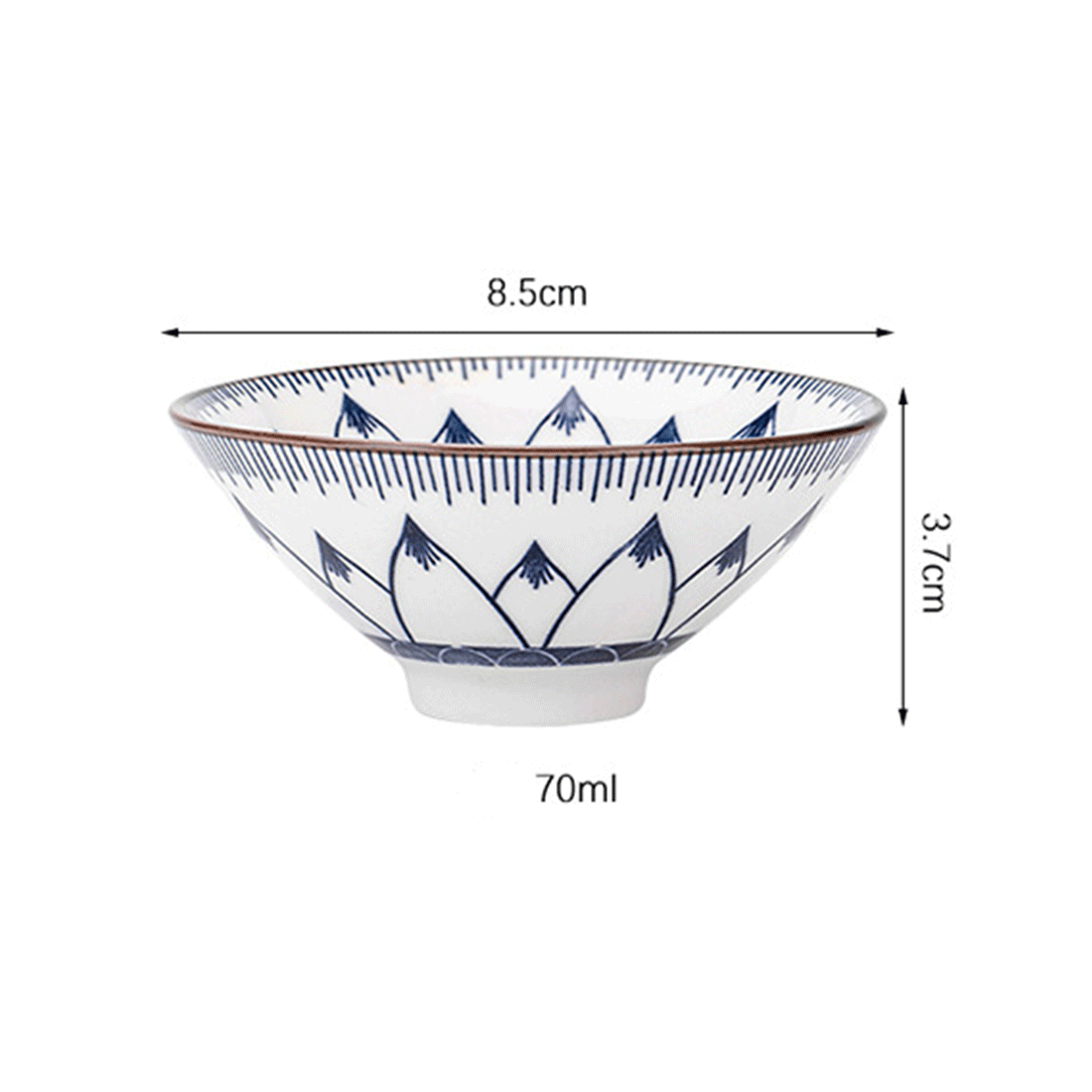 Set 10 Cesti Ceramice Premium Stil Asiatic, Modele Albastre Traditionale, Design Elegant pentru Ceai, Rezistente la Temp