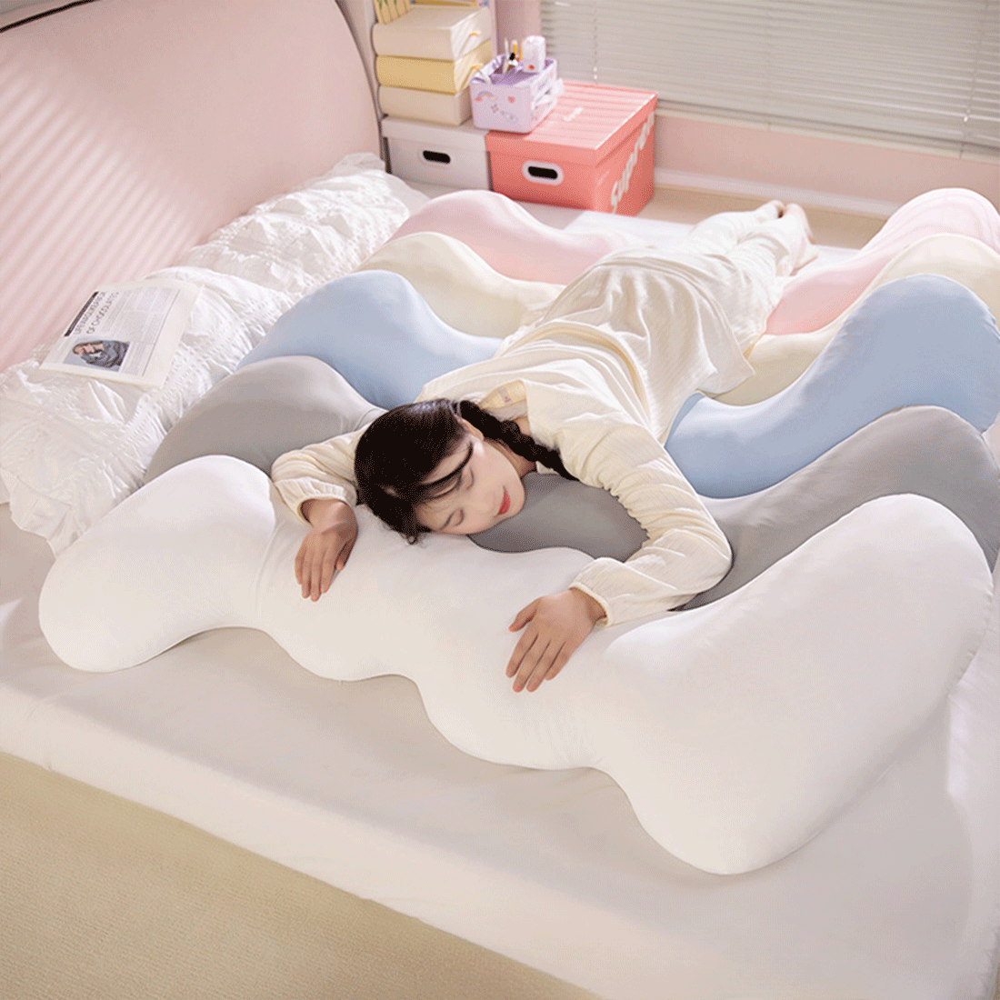 Perna pentru Corp Tip Body Pillow pentru Dormit Lateral, cu Efect Racoritor, Design Ergonomic, Suport pentru Spate
