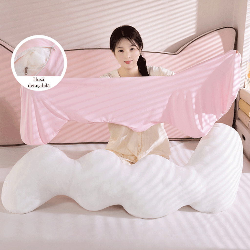 Perna pentru Corp Tip Body Pillow pentru Dormit Lateral, cu Efect Racoritor, Design Ergonomic, Suport pentru Spate