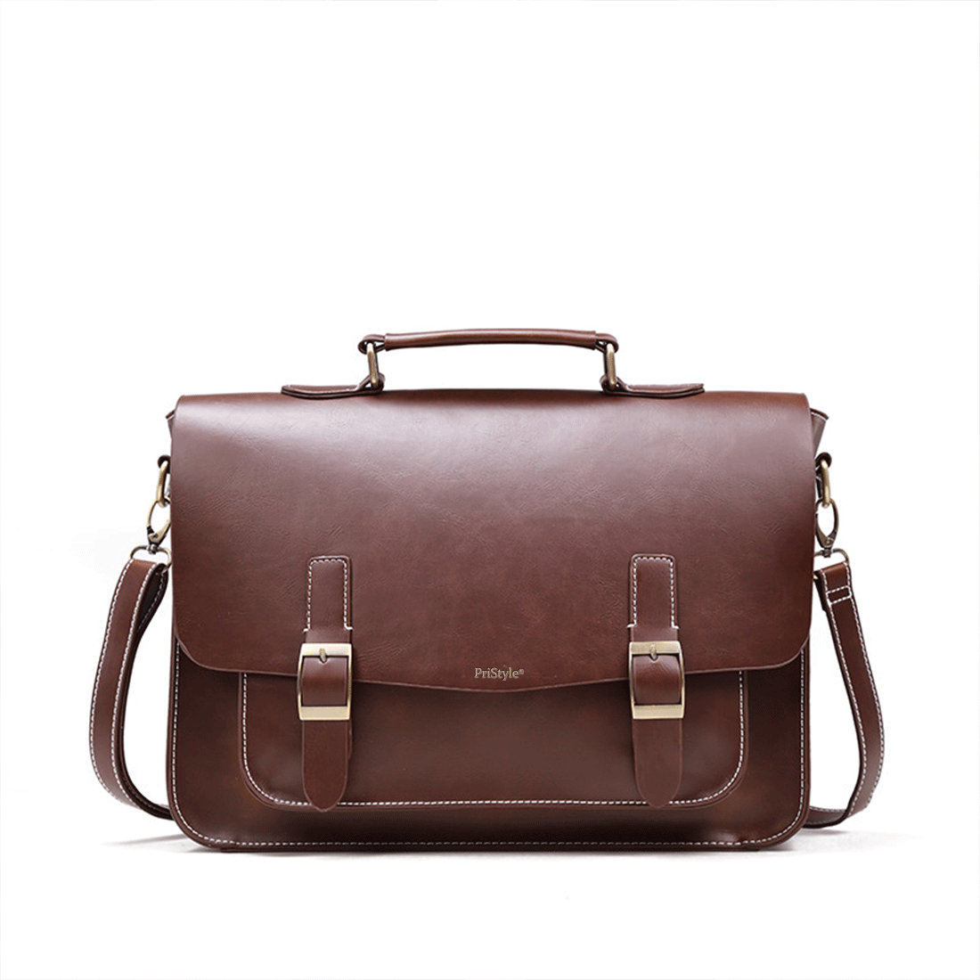 Geanta Business din Piele Ecologica Premium, Tip Servieta, cu Doua Catarame Metalice, Compartiment Laptop, Curea Reglabi
