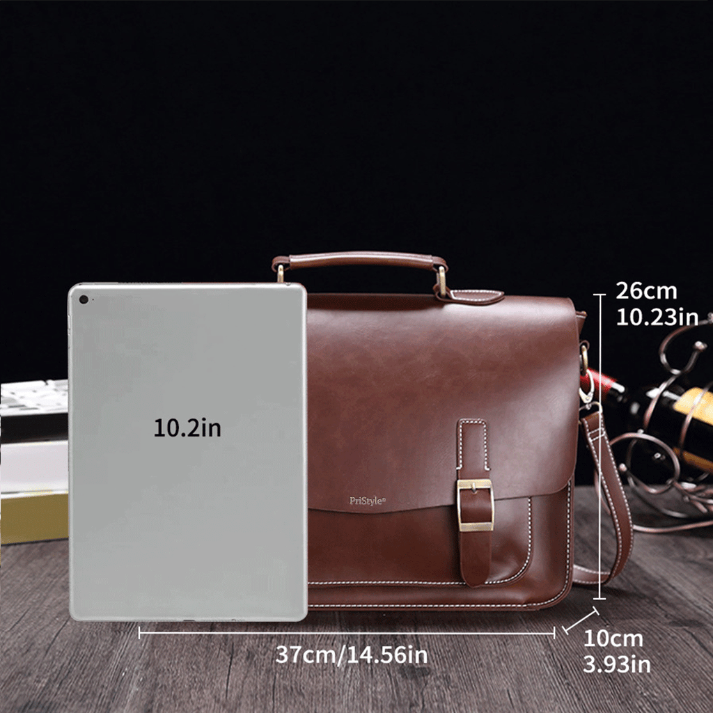 Geanta Business din Piele Ecologica Premium, Tip Servieta, cu Doua Catarame Metalice, Compartiment Laptop, Curea Reglabi