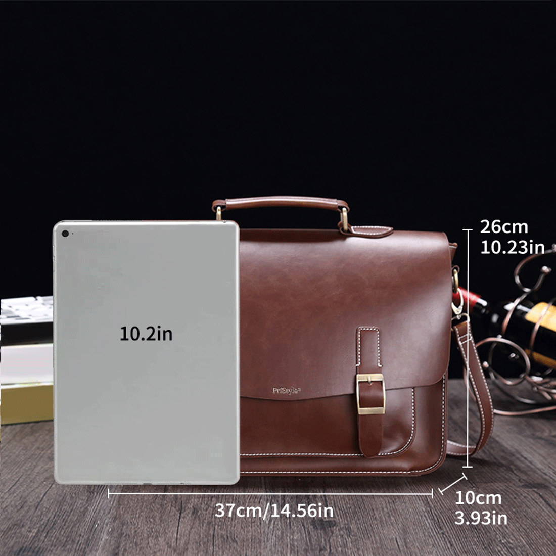 Geanta Business din Piele Ecologica Premium, Tip Servieta, cu Doua Catarame Metalice, Compartiment Laptop, Curea Reglabi
